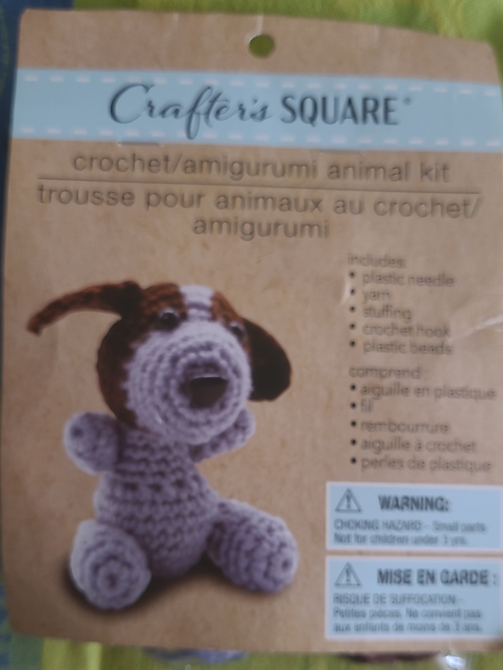 Crafter's Square Crochet Amigurumi Puppy Kit - Brown & Cream